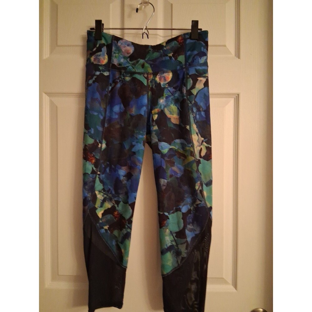 Athleta Blue Green Floral Print Leggings